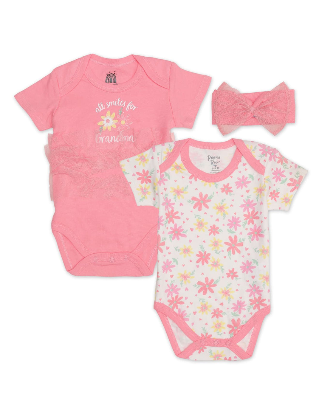 Zubaida's Floral 3 Pcs Bodysuit Set with a coordinating Headband - Zubaidas Official™