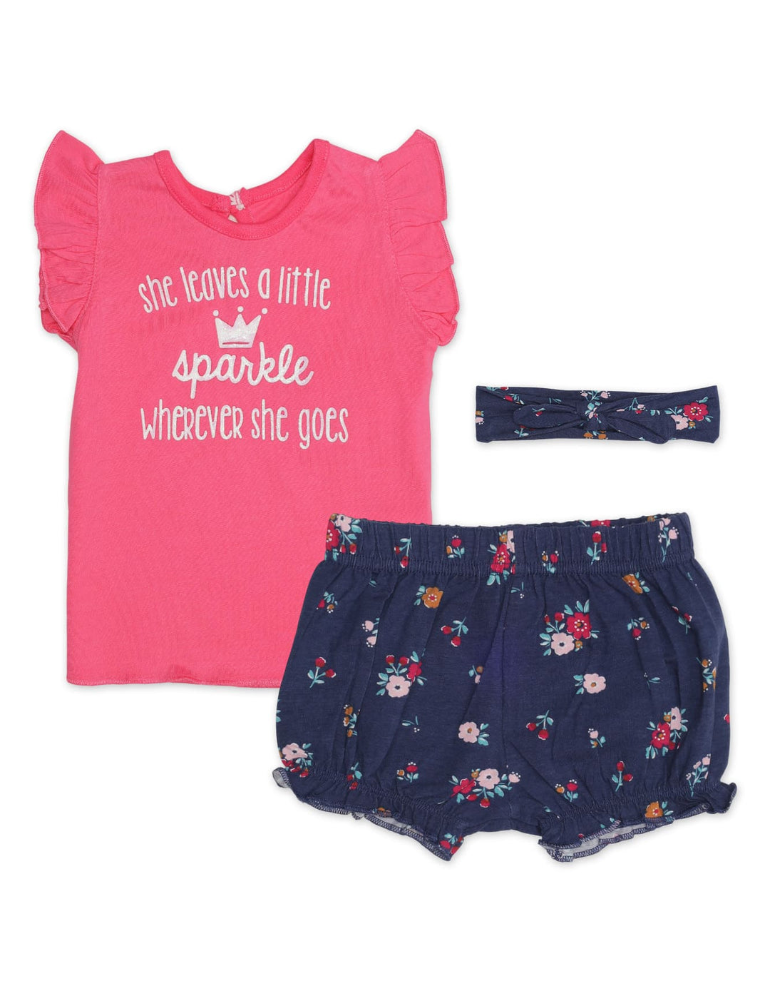 Zubaida's Floral 3 Pcs Suit Set with a coordinating Headband - Zubaidas Official™
