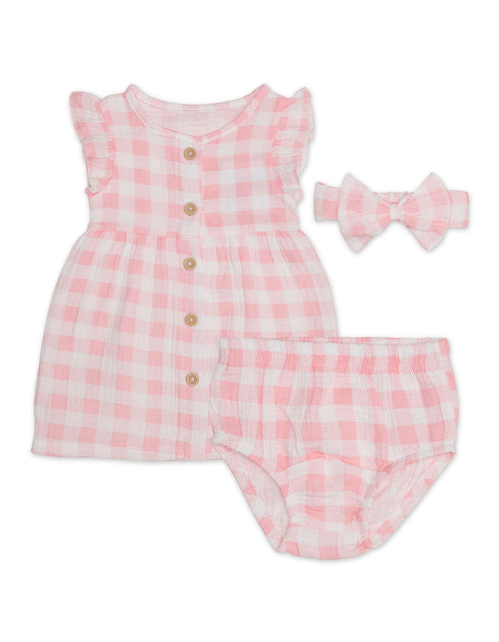 Zubaida's Gingham 3 Pcs Suit Set with a coordinating Headband - Zubaidas Official™