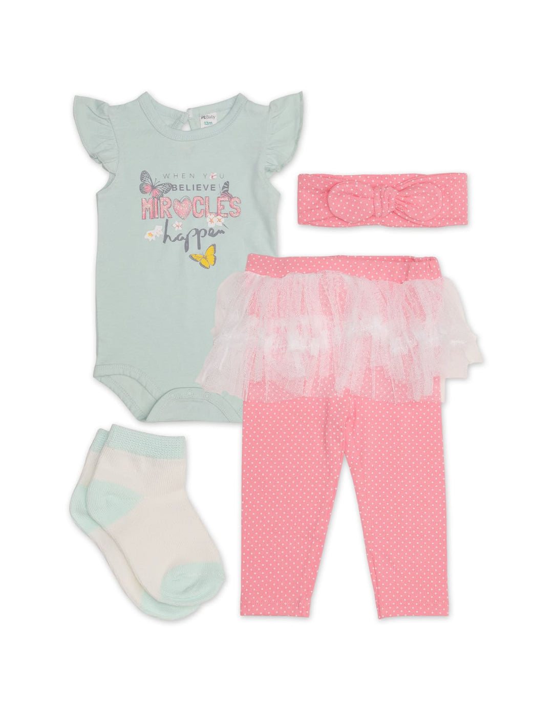 Zubaida's Charming 4 Pcs Bodysuit Set with Tutu Tights and a coordinating Headband - Zubaidas Official™