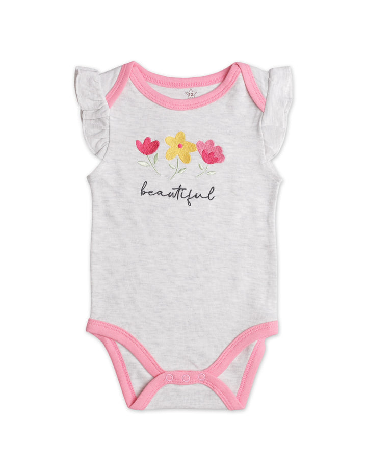 Zubaida's Floral 3 Pcs Bodysuit Set with a coordinating Hat - Zubaidas Official™