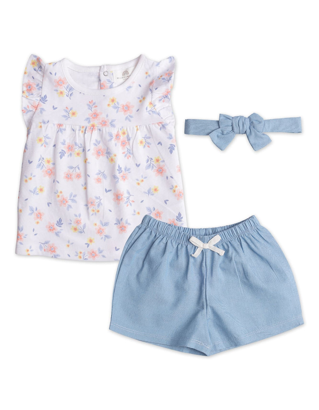 Zubaida's Floral 3 Pcs Suit Set with a coordinating Headband - Zubaidas Official™