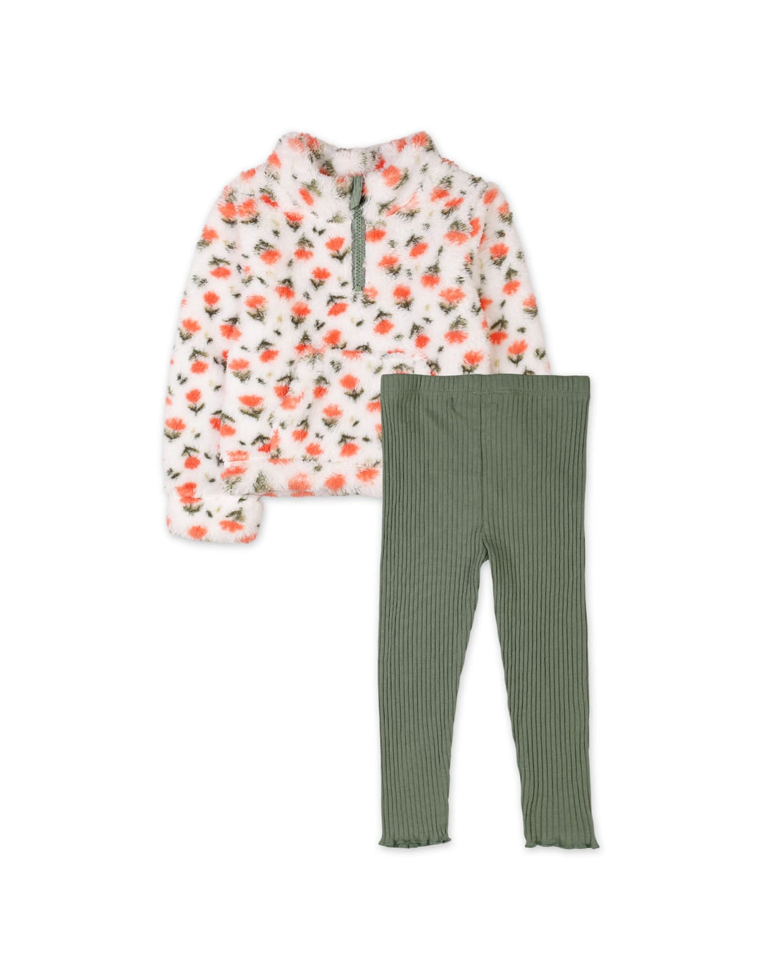 Baby Girls 2 Pieces Winter Outfit Bambies Floral White and Green at Zubaidas - Zubaidas Official™