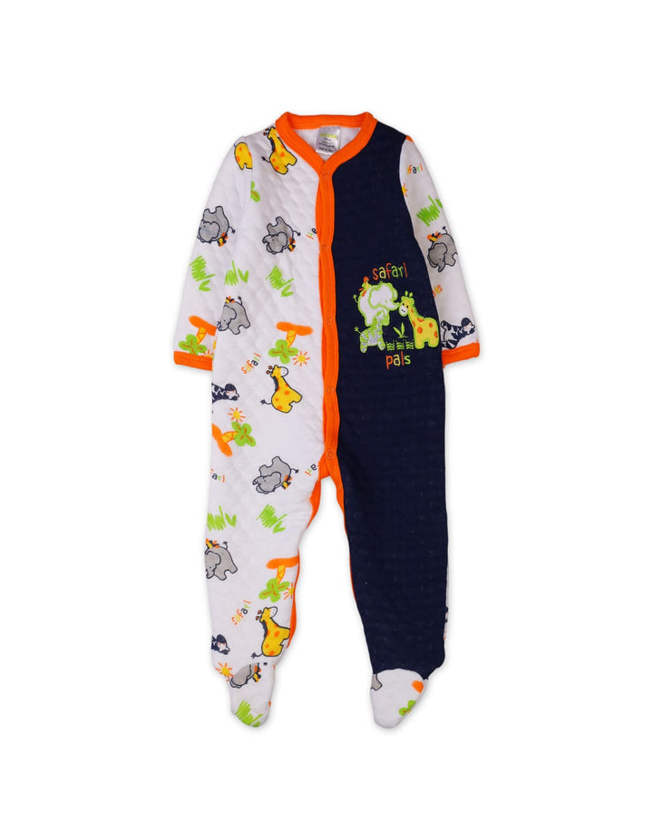 Baby Romper Bambies Quilted Animals Print Navy and White at Zubaidas