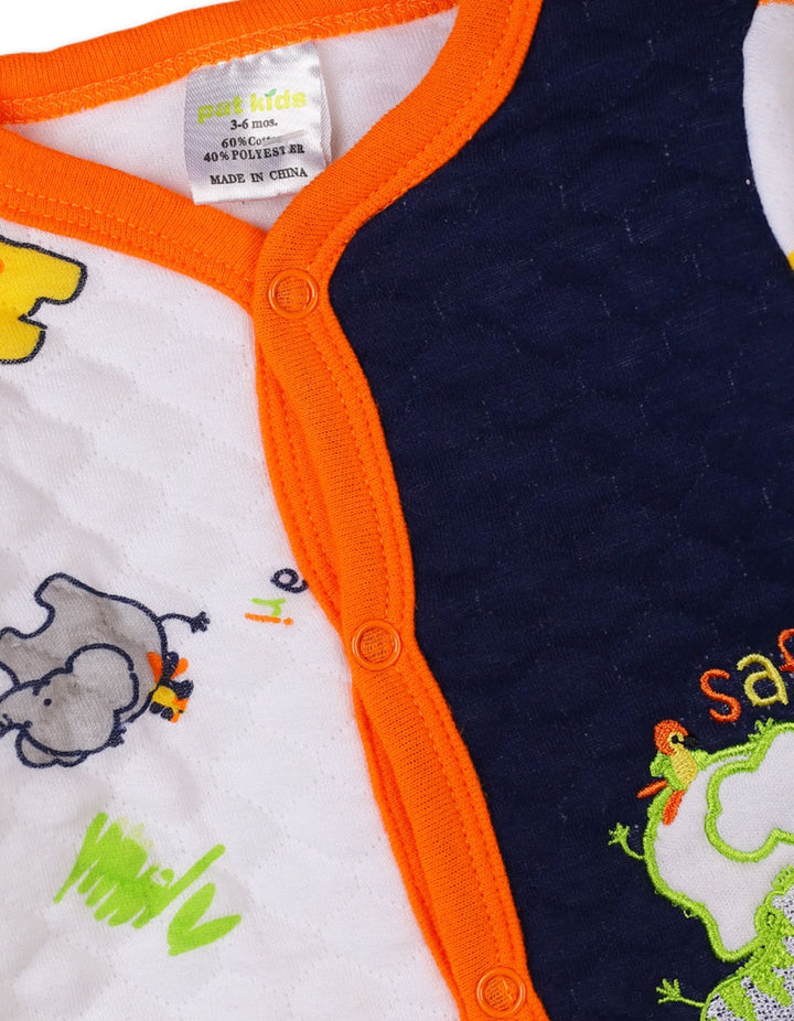 Baby Romper Bambies Quilted Animals Print Navy and White at Zubaidas