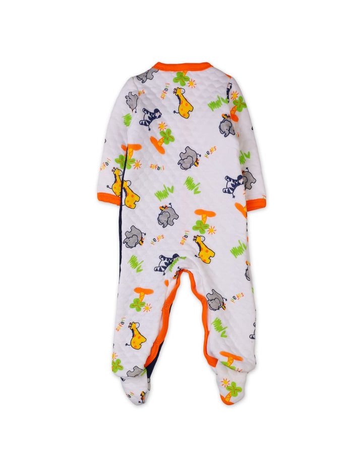 Baby Romper Bambies Quilted Animals Print Navy and White at Zubaidas