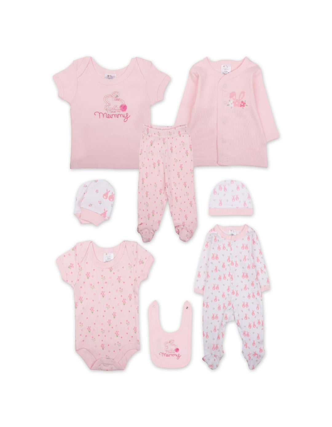Baby Girl Clothing Gift Set 8 Pcs I Love My Mummy Pink at Zubaidas