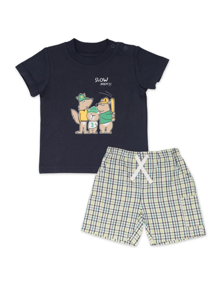 Baby Boy 2 Pcs Suit Set Slow Pitch Cartoon Graphics at Zubaidas