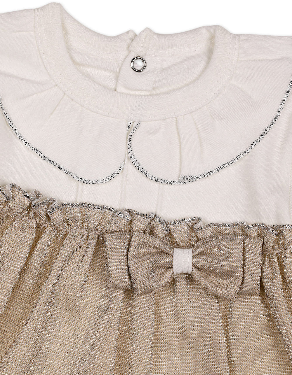 Baby Girls Winter 2 Piece Suit Elegant Bow Off White and Beige at Zubaidas Official Pakistan