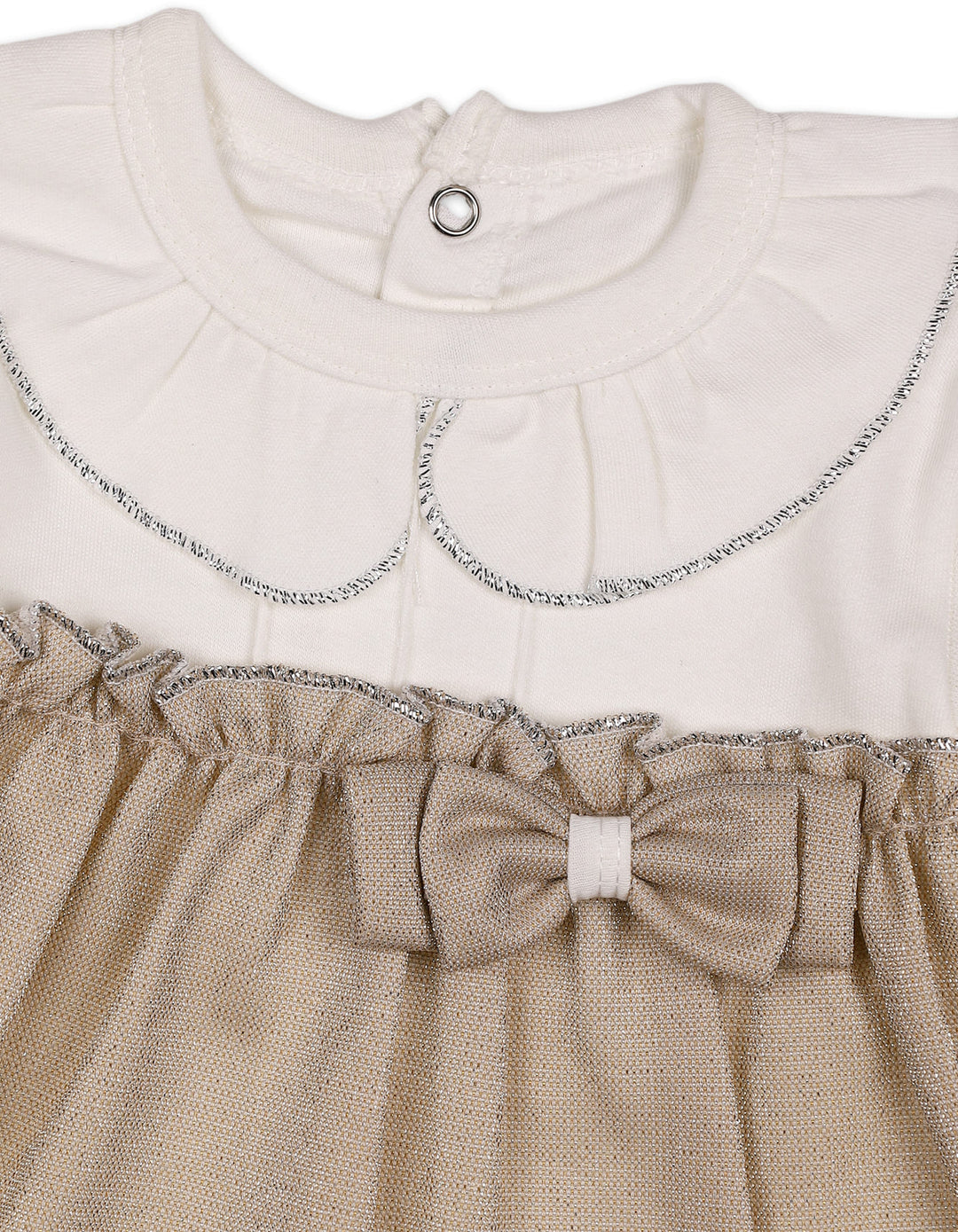 Baby Girls Winter 2 Piece Suit Elegant Bow Off White and Beige at Zubaidas Official Pakistan