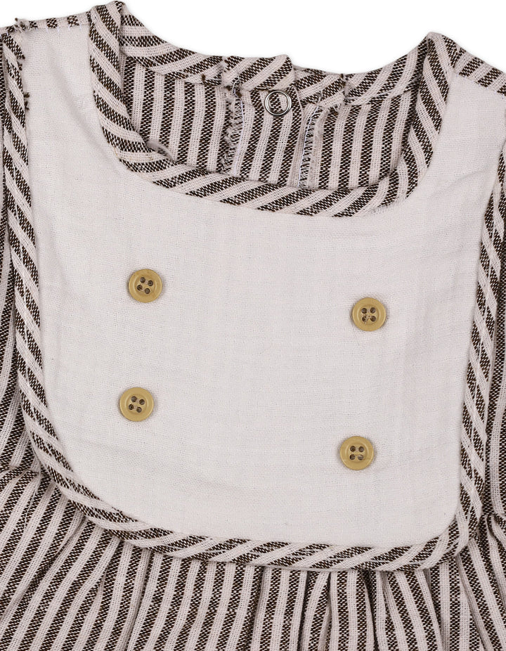 Baby Girls Winter Dress Brown Stripes at Zubaidas Official Pakistan