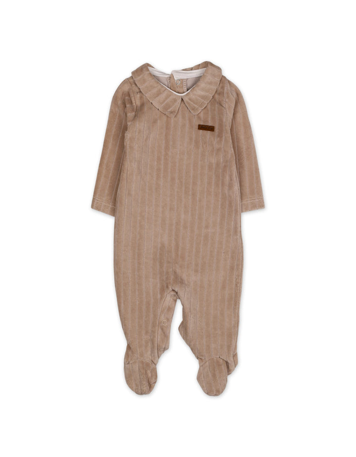 Baby Boys Winter Romper Peter Pan Collar Beige at Zubaidas