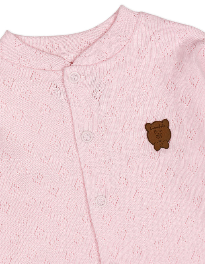 Baby Girl Winter Romper with Cap Bear Pink at Zubaidas Online Pakistan
