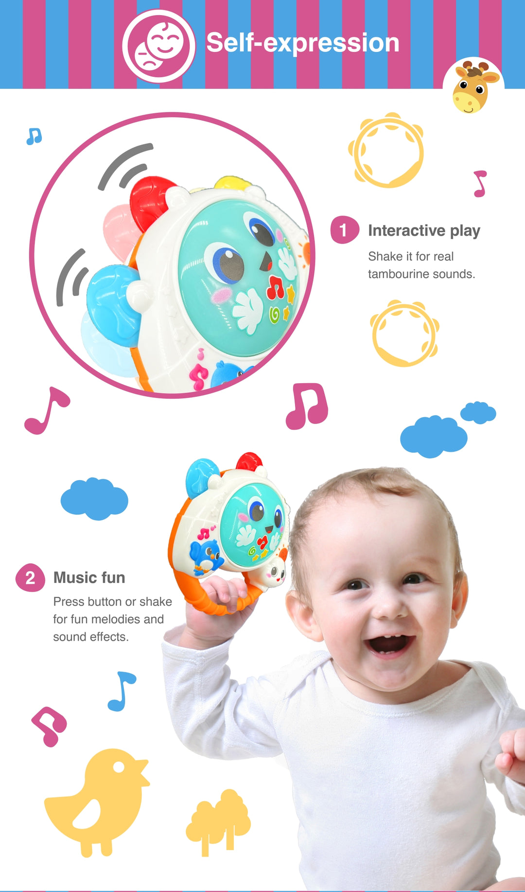 Zubaida's Winfun Baby Shaker Tambourine Rattle - 240802