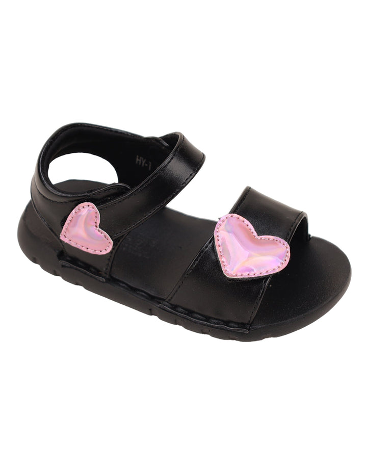 Sandal Black with Pink Heart Theme for Girls