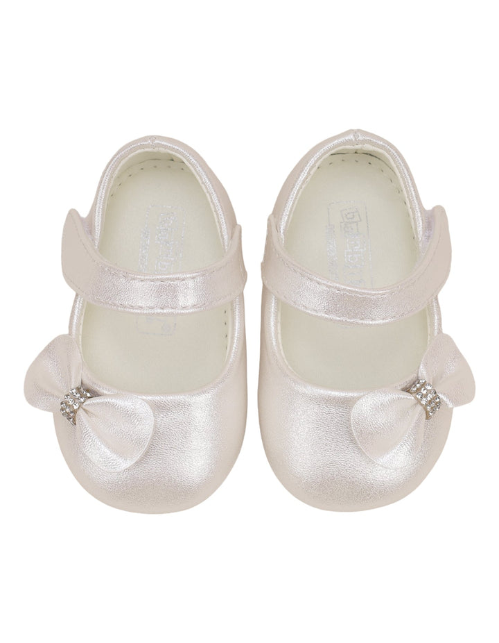 Shoes Shiny White with Bow for Girls - Infant