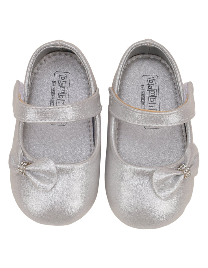 Shoes Shiny Silver with Bow for Girls - Infant