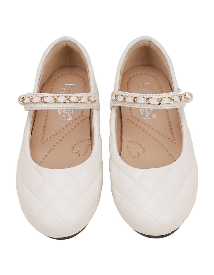 Shoes White with Chain on Strap for Girls - Kids