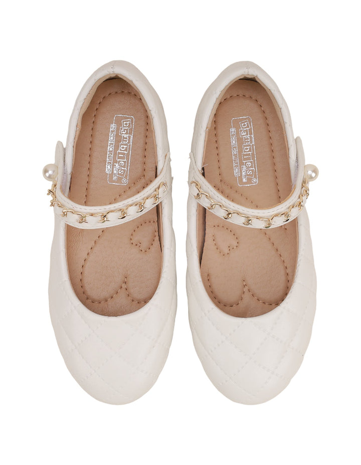 Shoes White with Chain on Strap for Girls - Kids