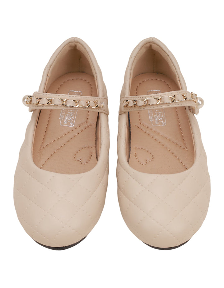 Shoes Beige with Chain on Strap for Girls - Kids