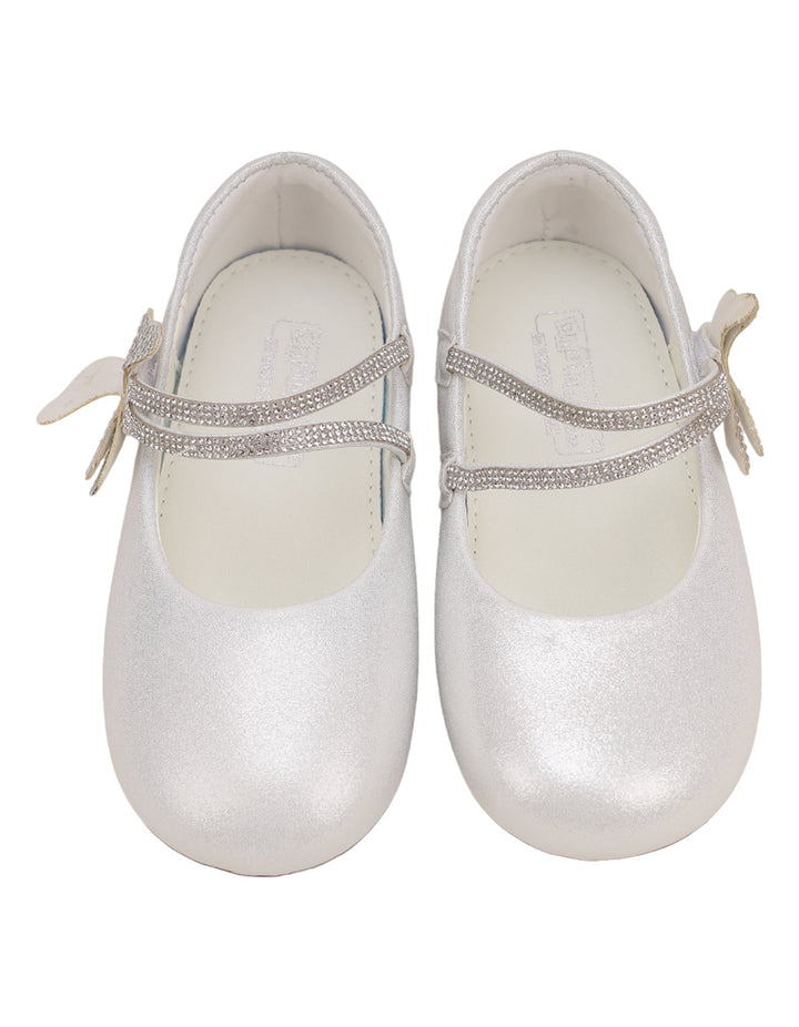 Shoes Shiny White with Diamontee Straps for Girls - Kids