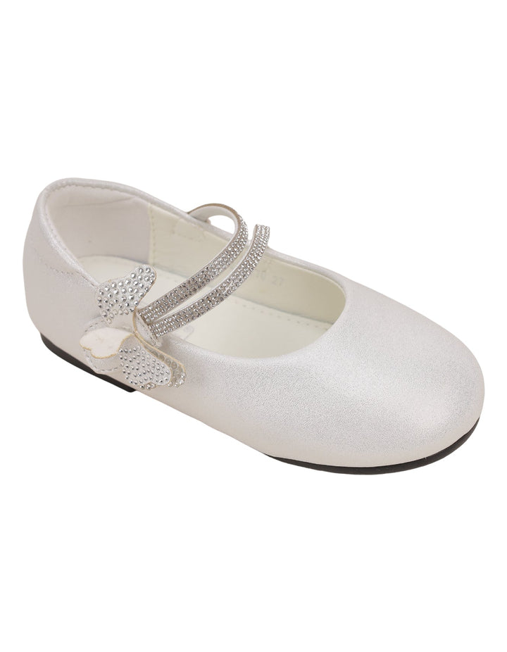 Shoes Shiny White with Diamontee Straps for Girls - Toddler