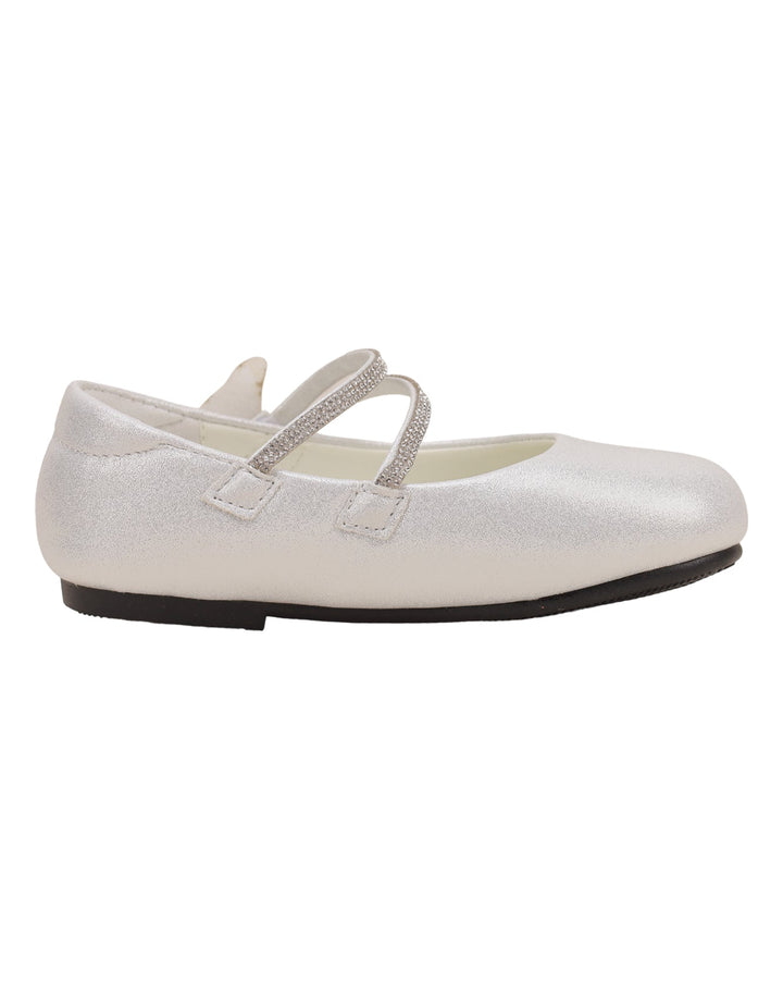 Shoes Shiny White with Diamontee Straps for Girls - Kids