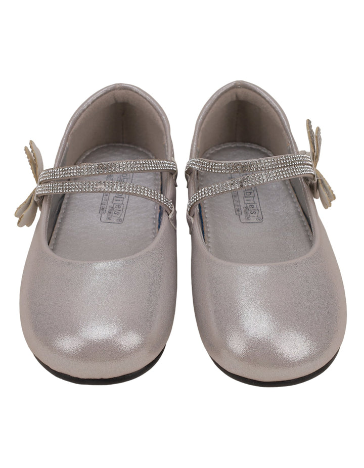 Shoes Shiny Silver with Diamontee Straps for Girls - Kids