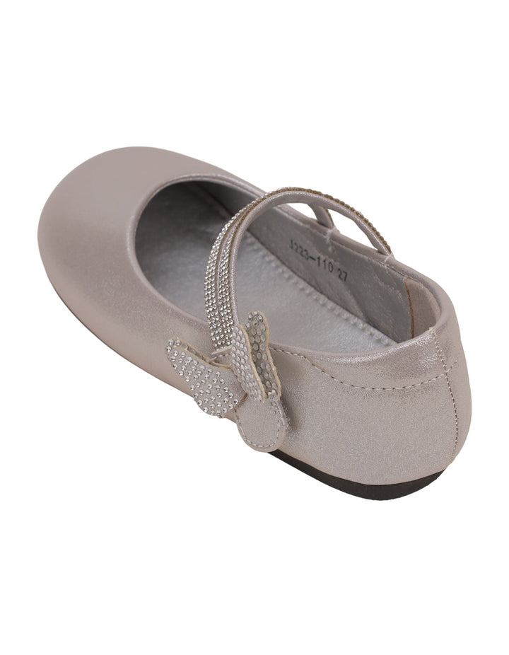 Shoes Shiny Silver with Diamontee Straps for Girls - Kids