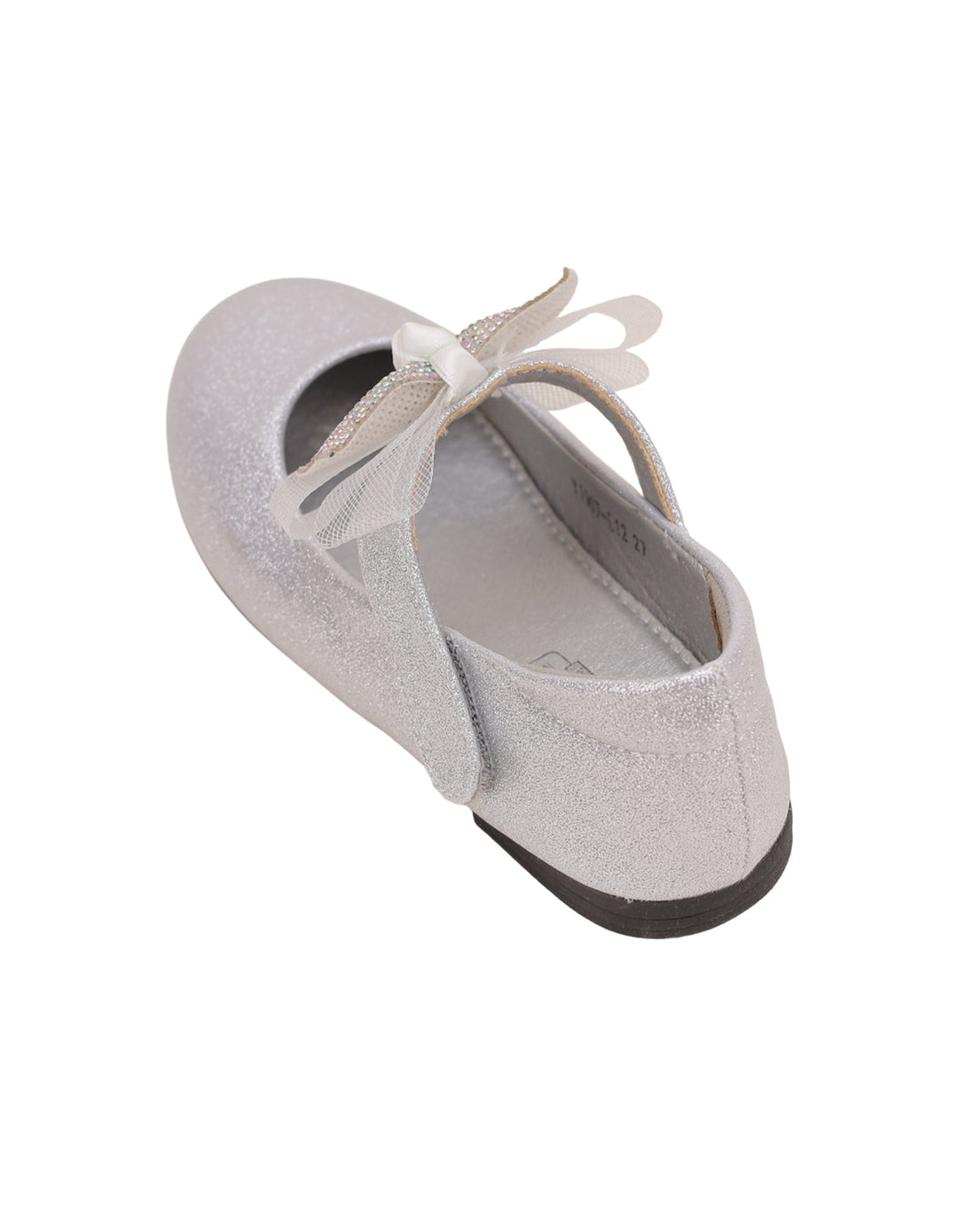 Shoes Silver with Bow on Strap for Girls - Kids