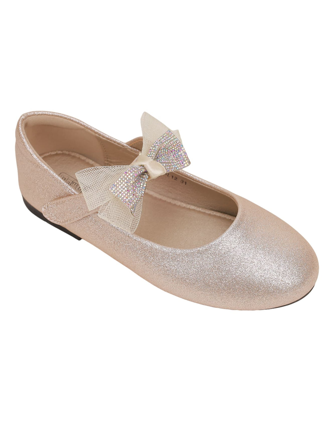 Shoes Glittery Gold with Bow on Strap  - Toddler