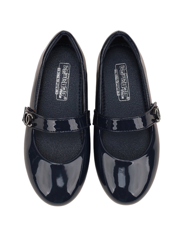 Shoes Shiny Navy Blue with Strap - Kids