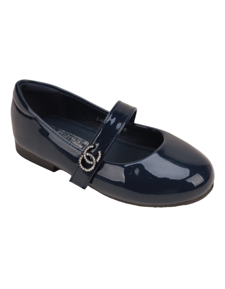 Shoes Shiny Navy Blue with Strap - Toddler