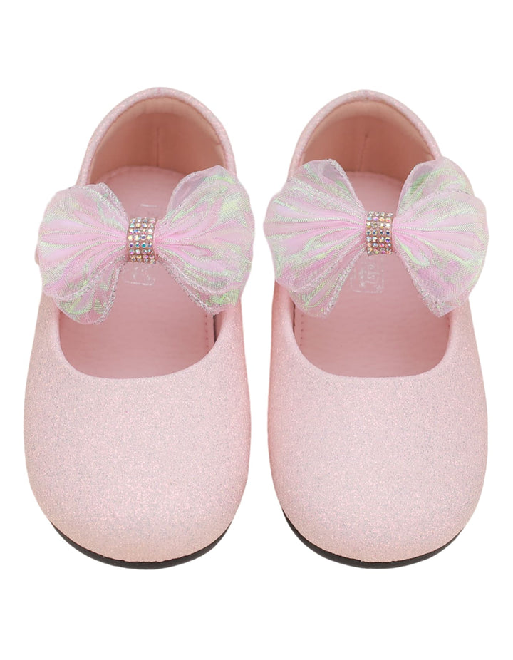 Shoes Glittery Pink with Bow on Strap  - Toddler