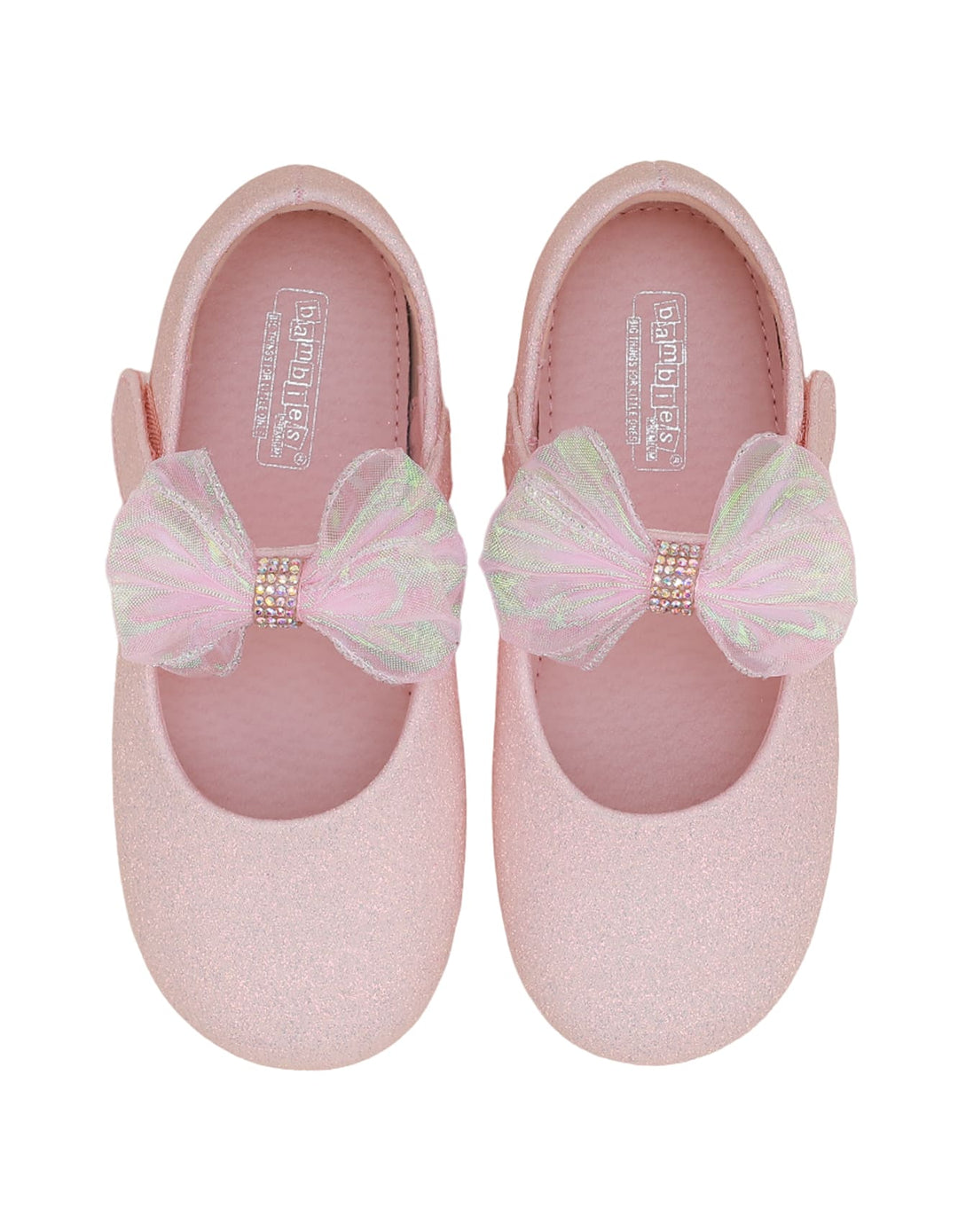 Shoes Glittery Pink with Bow on Strap  - Kids