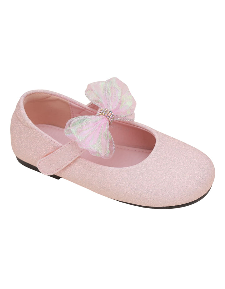 Shoes Glittery Pink with Bow on Strap  - Toddler