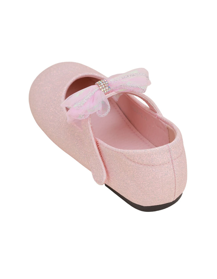 Shoes Glittery Pink with Bow on Strap  - Toddler