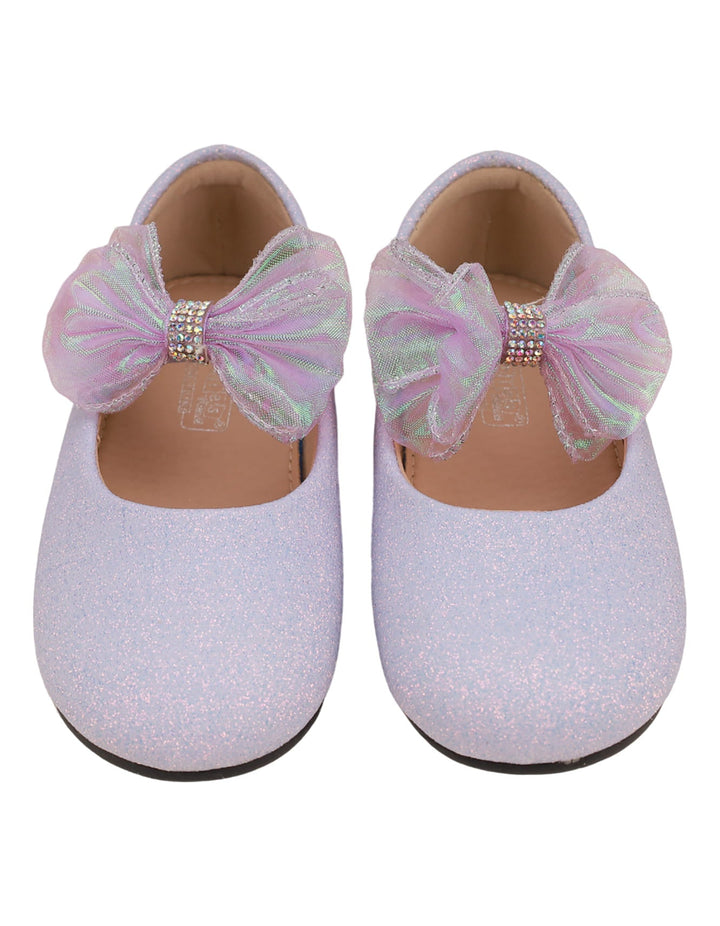 Shoes Glittery Mauve with Bow on Strap  - Toddler