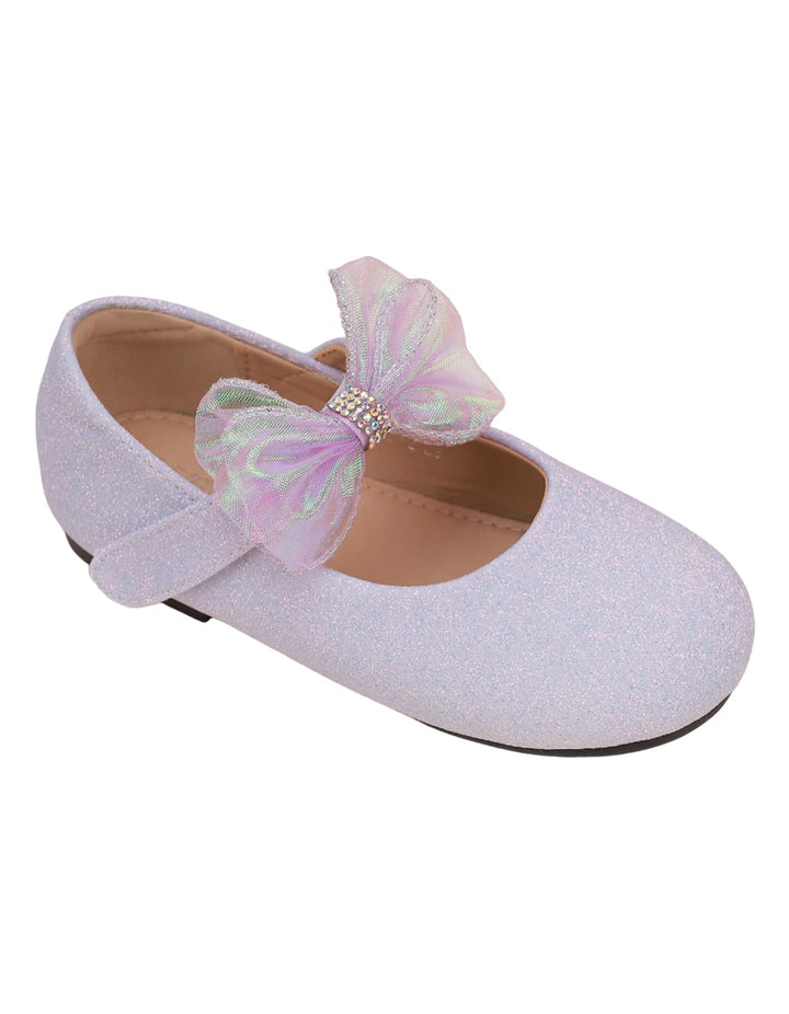 Shoes Glittery Mauve with Bow on Strap  - Toddler