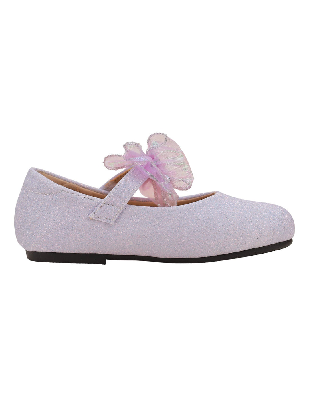 Shoes Glittery Mauve with Bow on Strap  - Kids