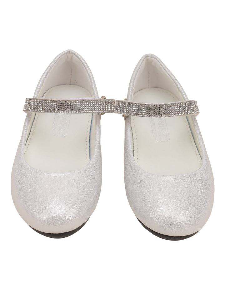 Shoes Glittery White with Diamontee Buckle  - Toddler