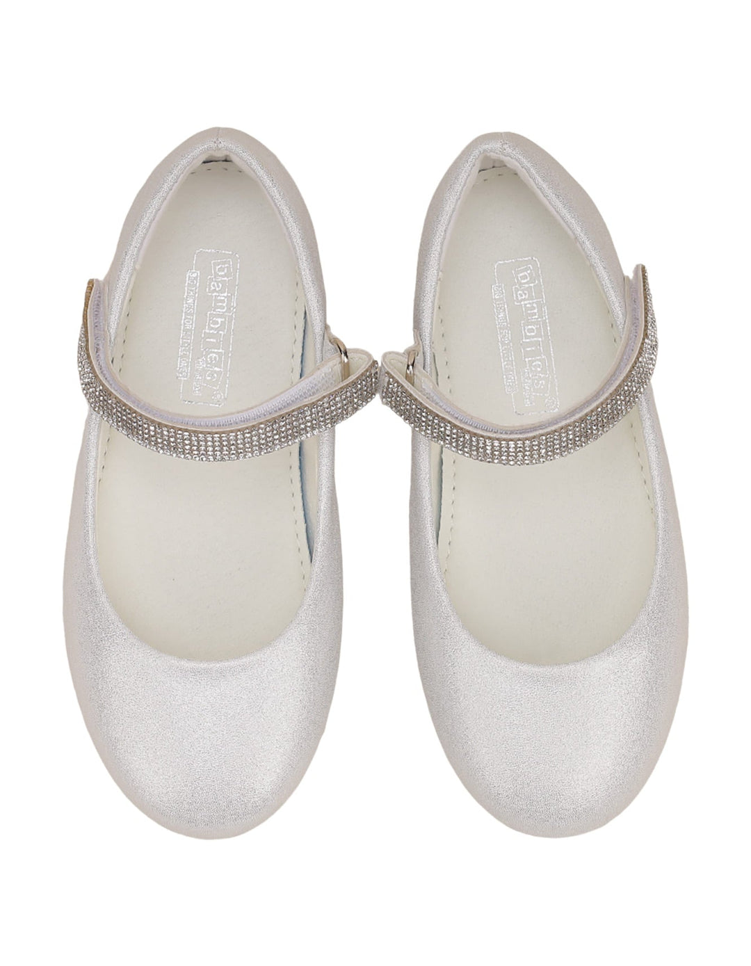 Shoes Glittery White with Diamontee Buckle  - Kids