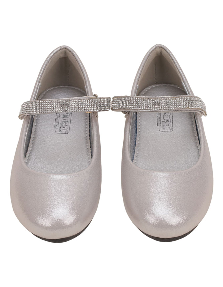 Shoes Shiny Silver with Diamontee Straps for Girls - Kids