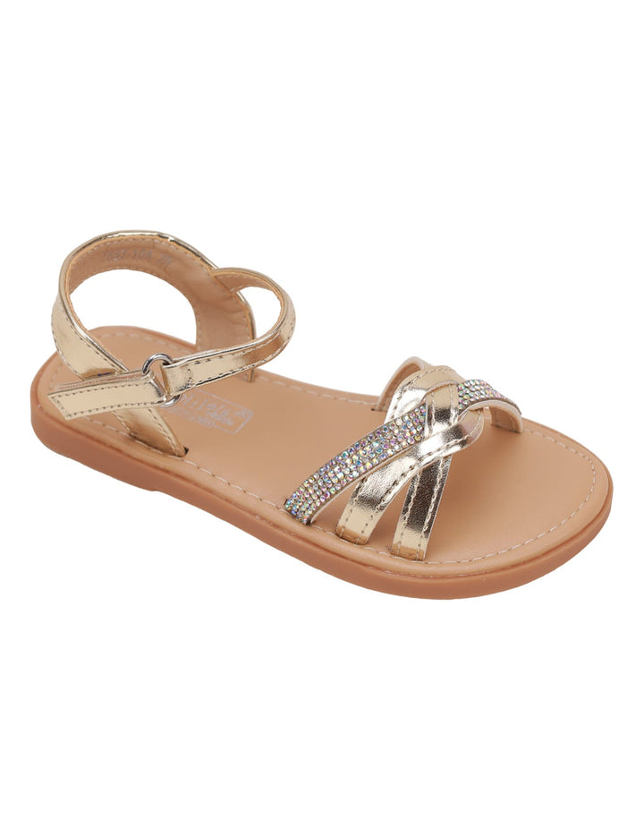 Sandal Golden with Diamontees for Girls - Toddler