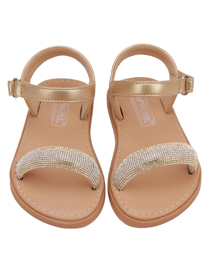 Sandal Golden with Diamontee Top Strap for Girls - Infant