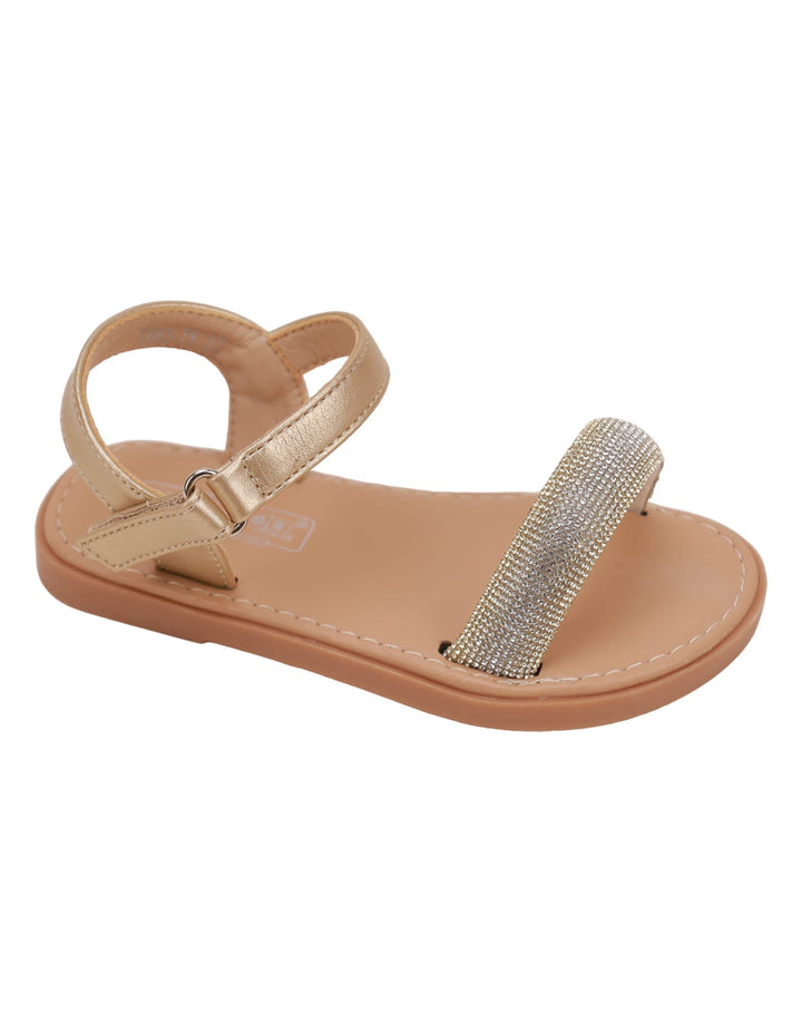 Sandal Golden with Diamontee Top Strap for Girls - Kids