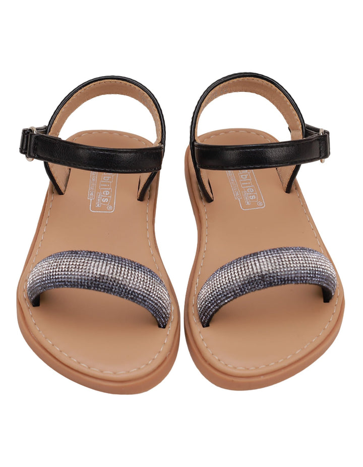 Sandal Black with Diamontee Top Strap for Girls - Infant