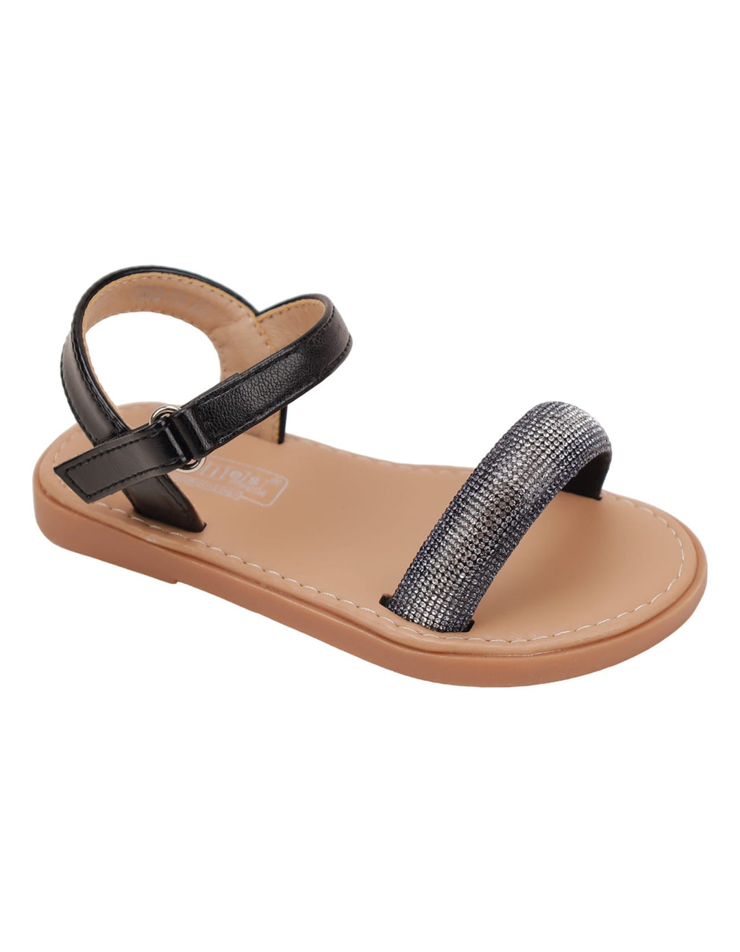 Sandal Black with Diamontee Top Strap for Girls - Infant