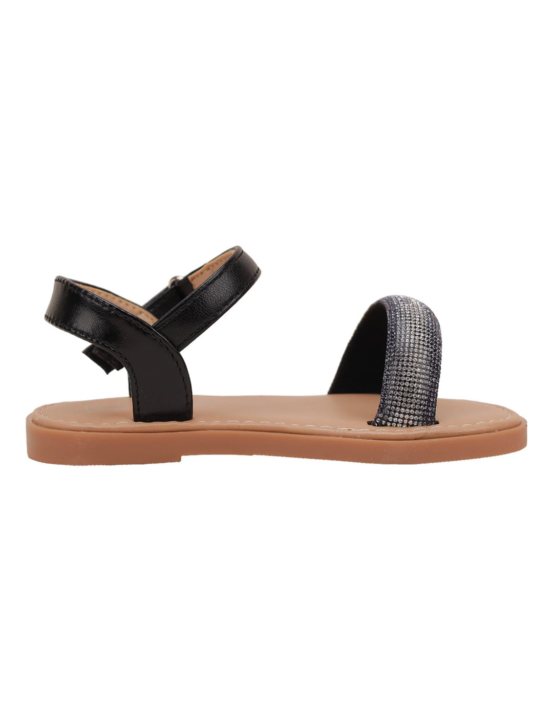 Sandal Black with Diamontee Top Strap for Girls - Kids