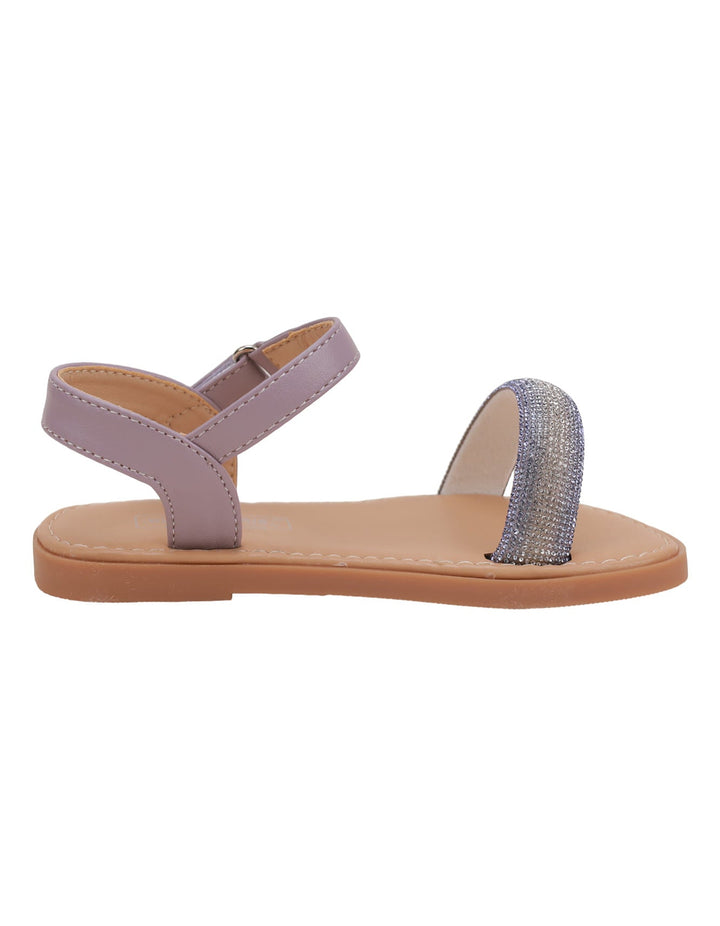 Sandal Purple with Diamontee Top Strap for Girls - Kids